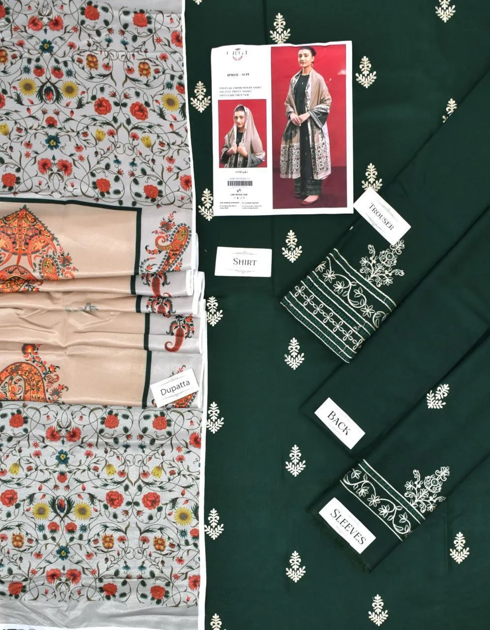 3 Pcs Women's Unstitched Embroidered Suit