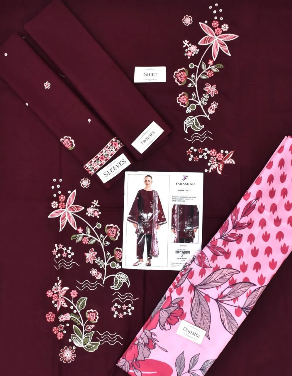 3 Pcs Women's Unstitched Embroidered Suit