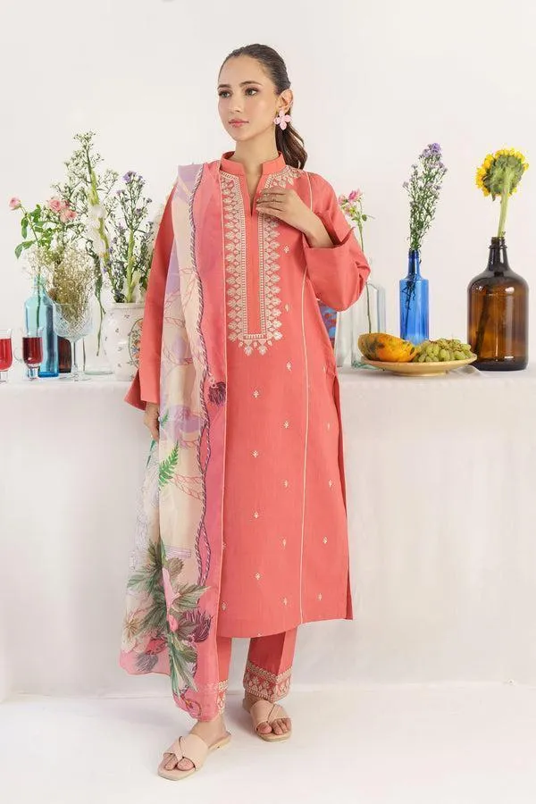 3 Pcs Women's Unstitched Embroidered Suit