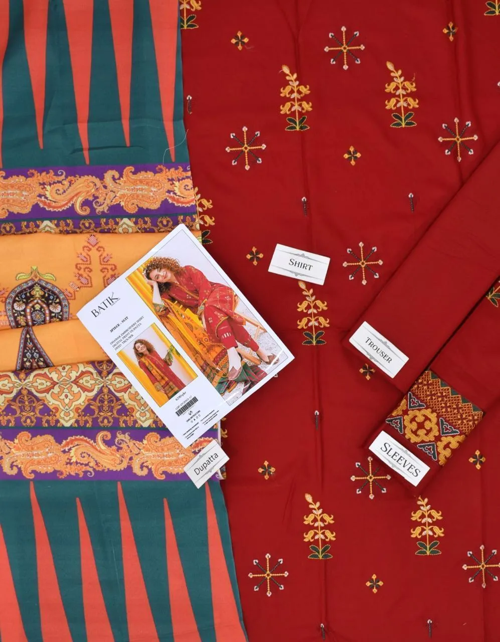 3 Pcs Women's Unstitched Embroidered Suit