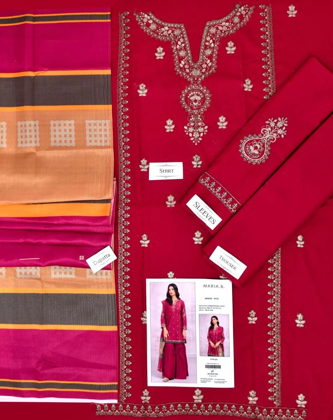 3 Pcs Women's Unstitched Embroidered Suit