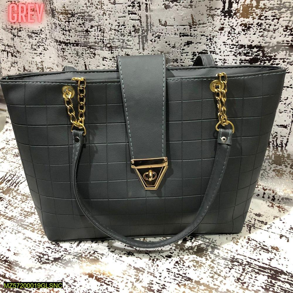 Women's PU Leather Texture Top Handle Shoulder Bag 