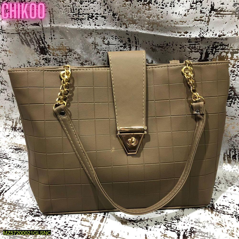 Women's PU Leather Texture Top Handle Shoulder Bag 