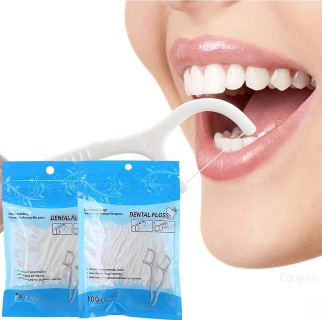 50 Pcs Dental Floss Toothpicks