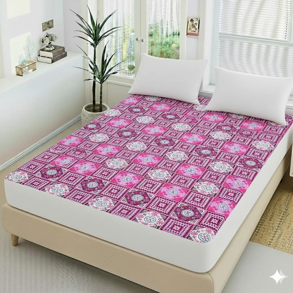 Cotton Printed Double Bed Mattress Cover