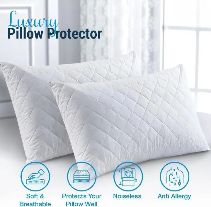 Premium Cotton Plain Pillow Covers - Set of 2 Pcs in Classic White