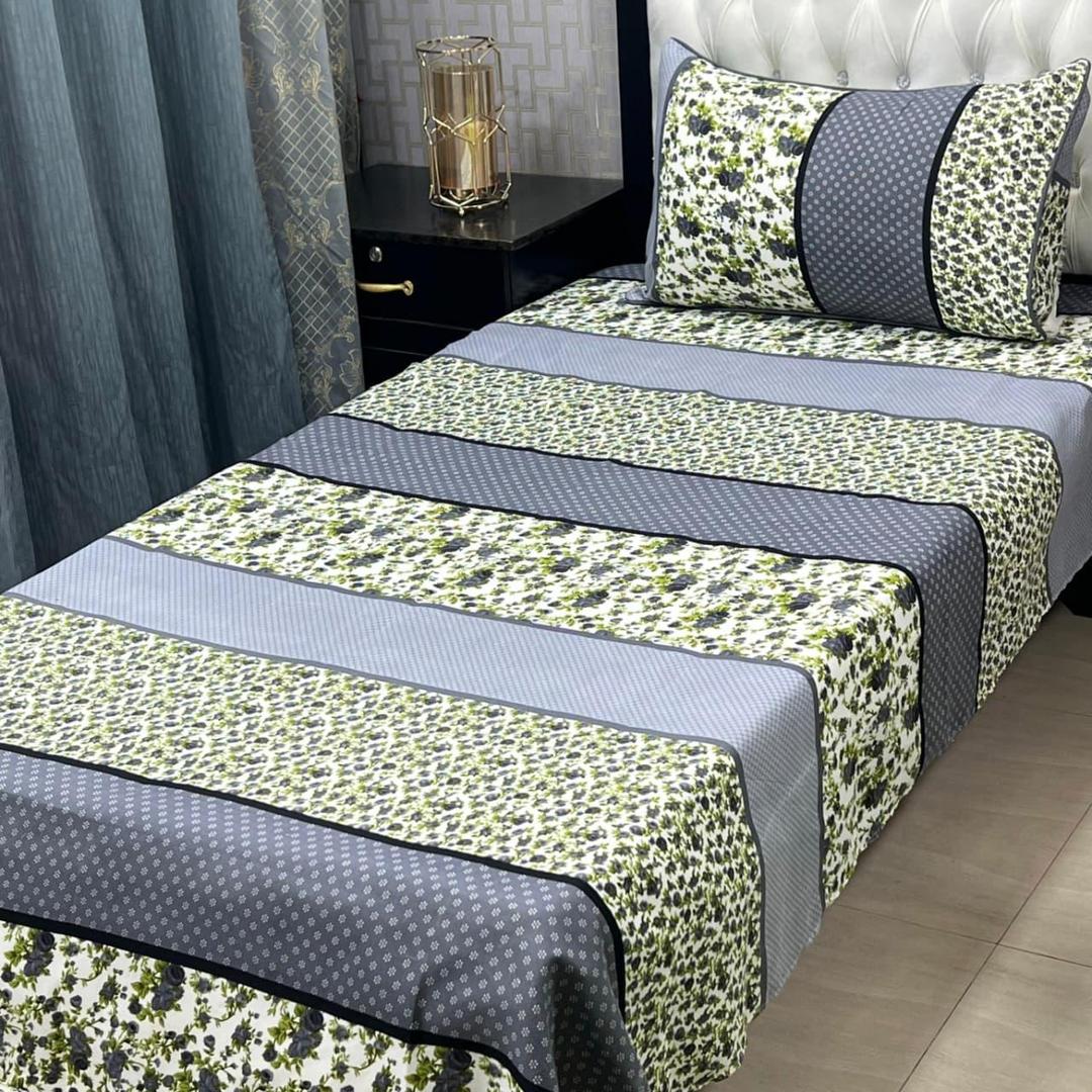 2 Pcs Crystal Cotton Printed Single Bedsheet