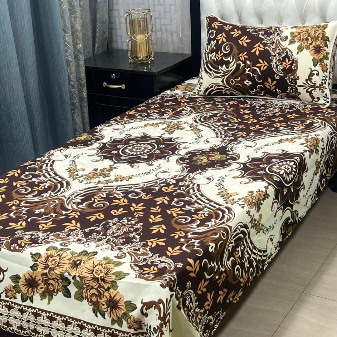 2 Pcs Crystal Cotton Printed Single Bedsheet