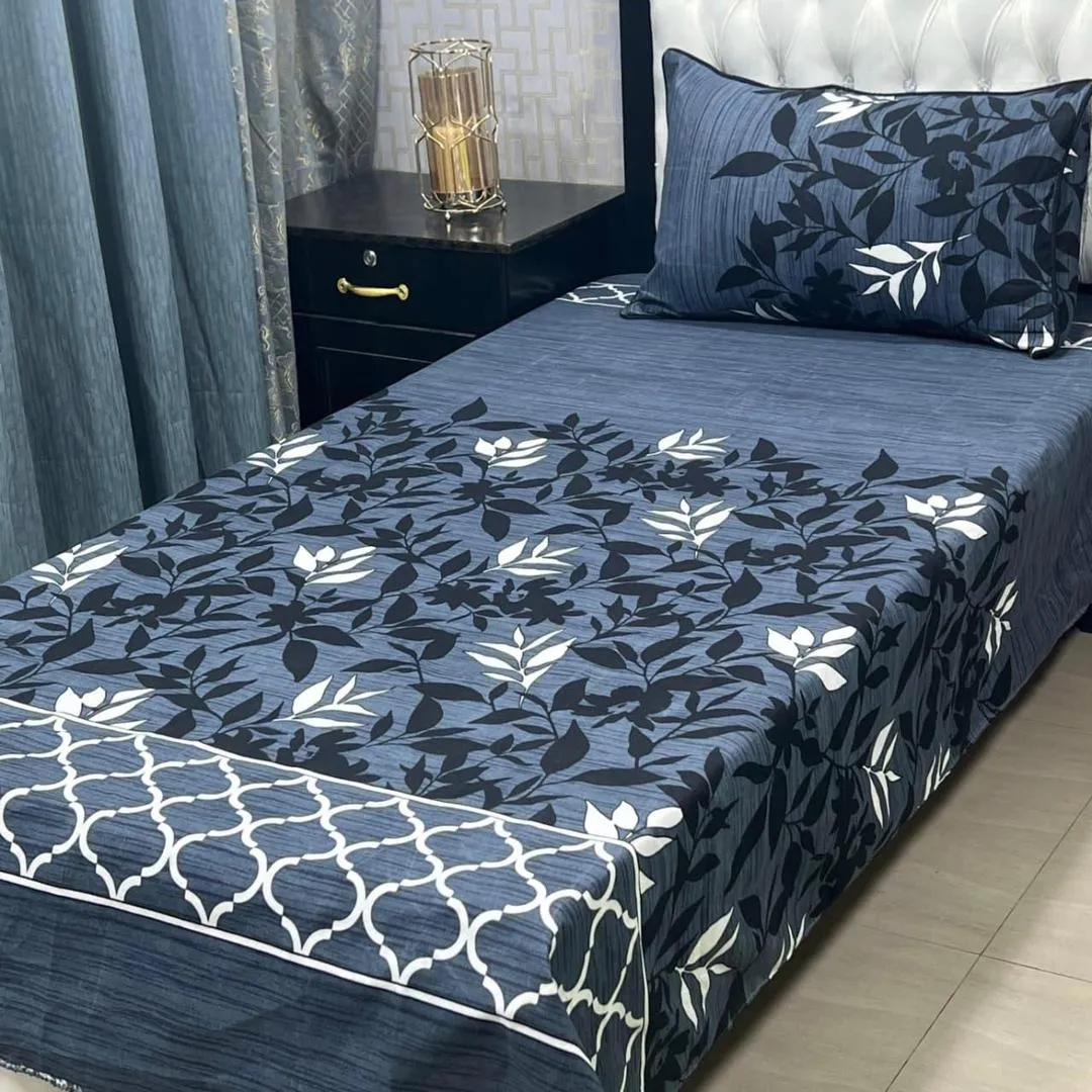 2 Pcs Crystal Cotton Printed Single Bedsheet