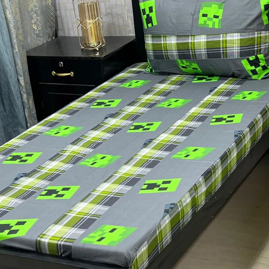 2 Pcs Cotton Patchwork Single Bedsheet