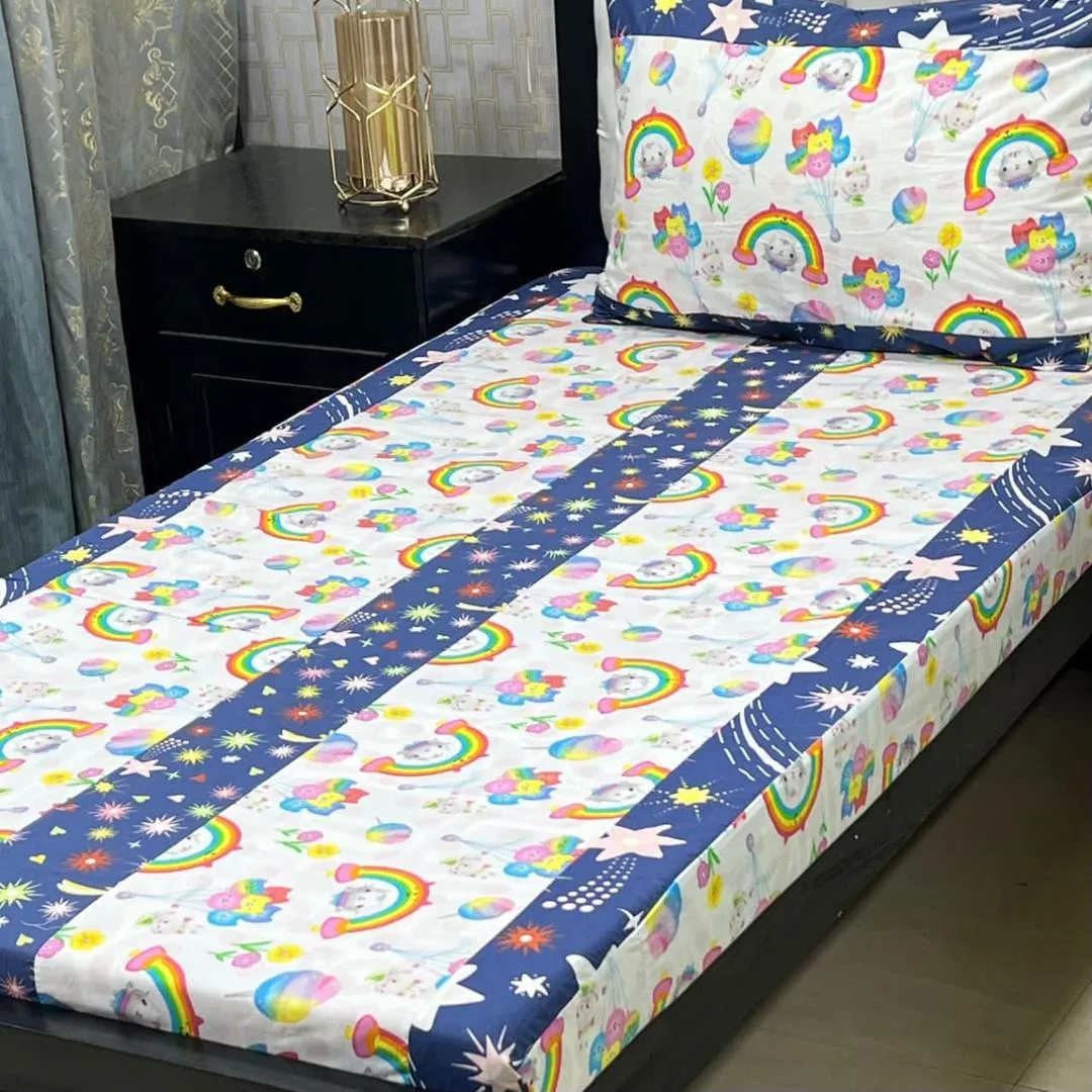 2 Pcs Cotton Patchwork Single Bedsheet