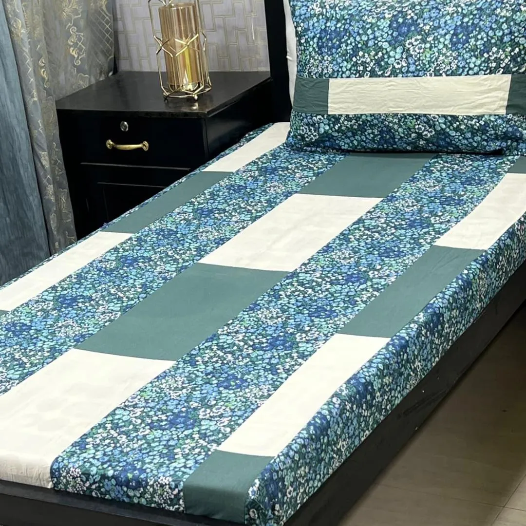 2 Pcs Cotton Patchwork Single Bedsheet