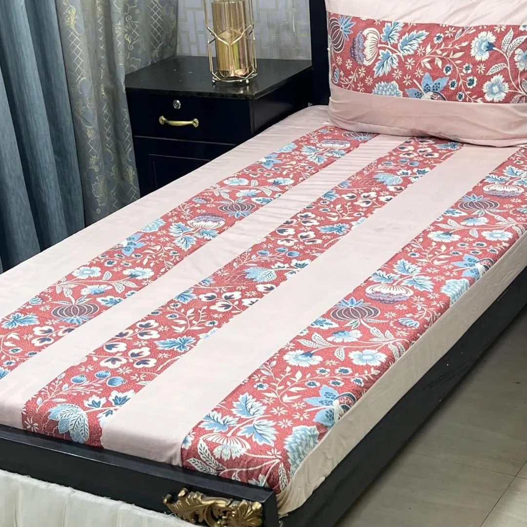 2 Pcs Cotton Patchwork Single Bedsheet