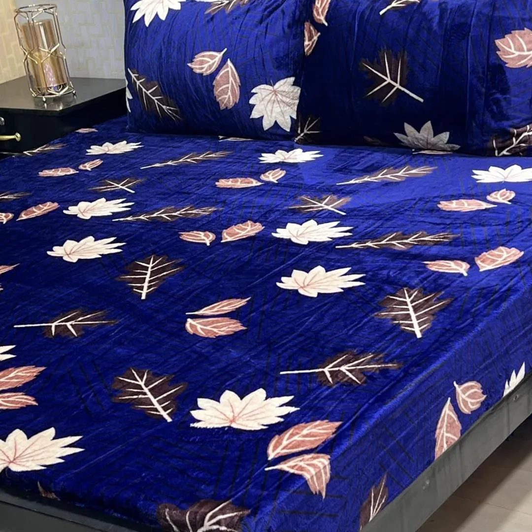 3 Pcs Fleece Printed Double Bedsheet