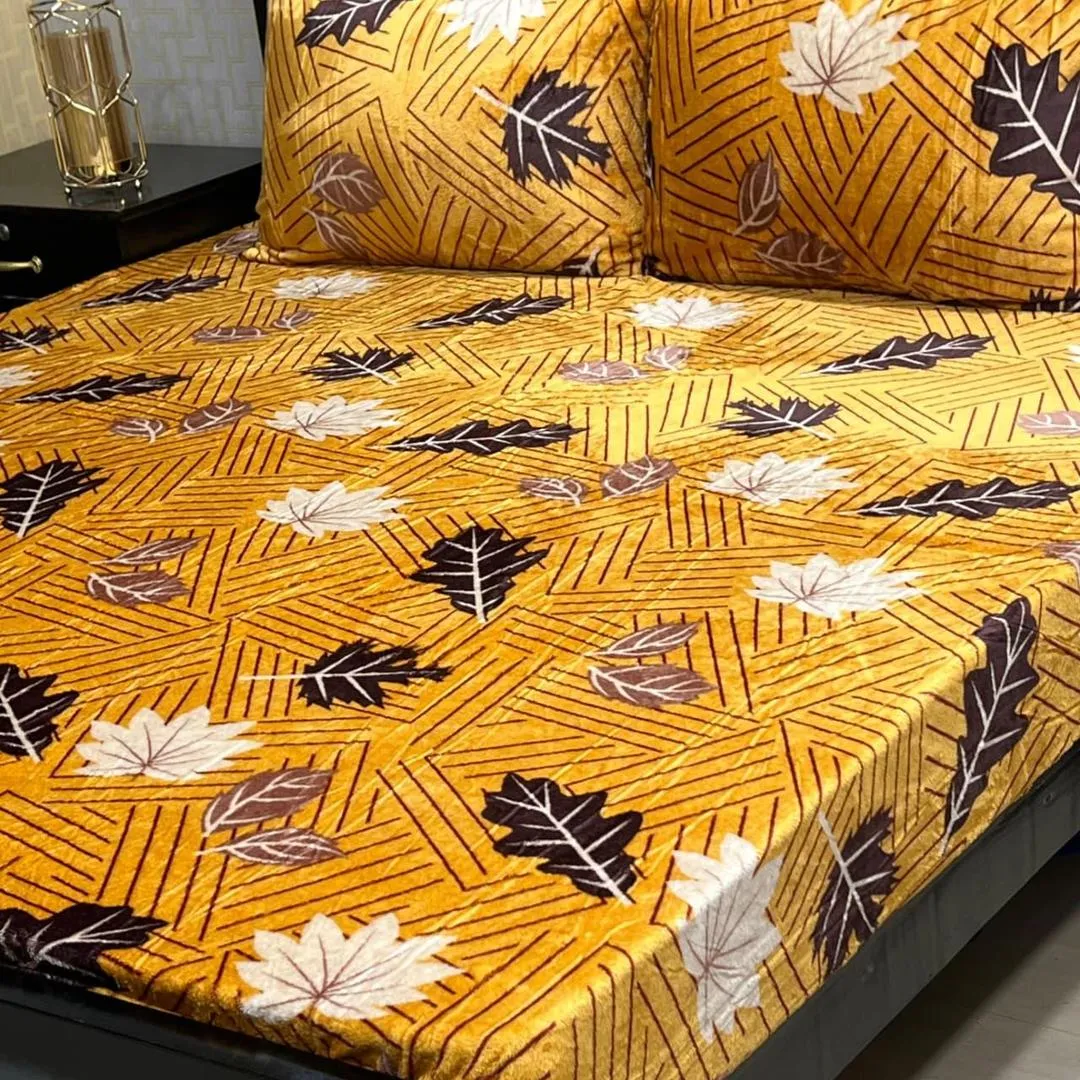 3 Pcs Fleece Printed Double Bedsheet