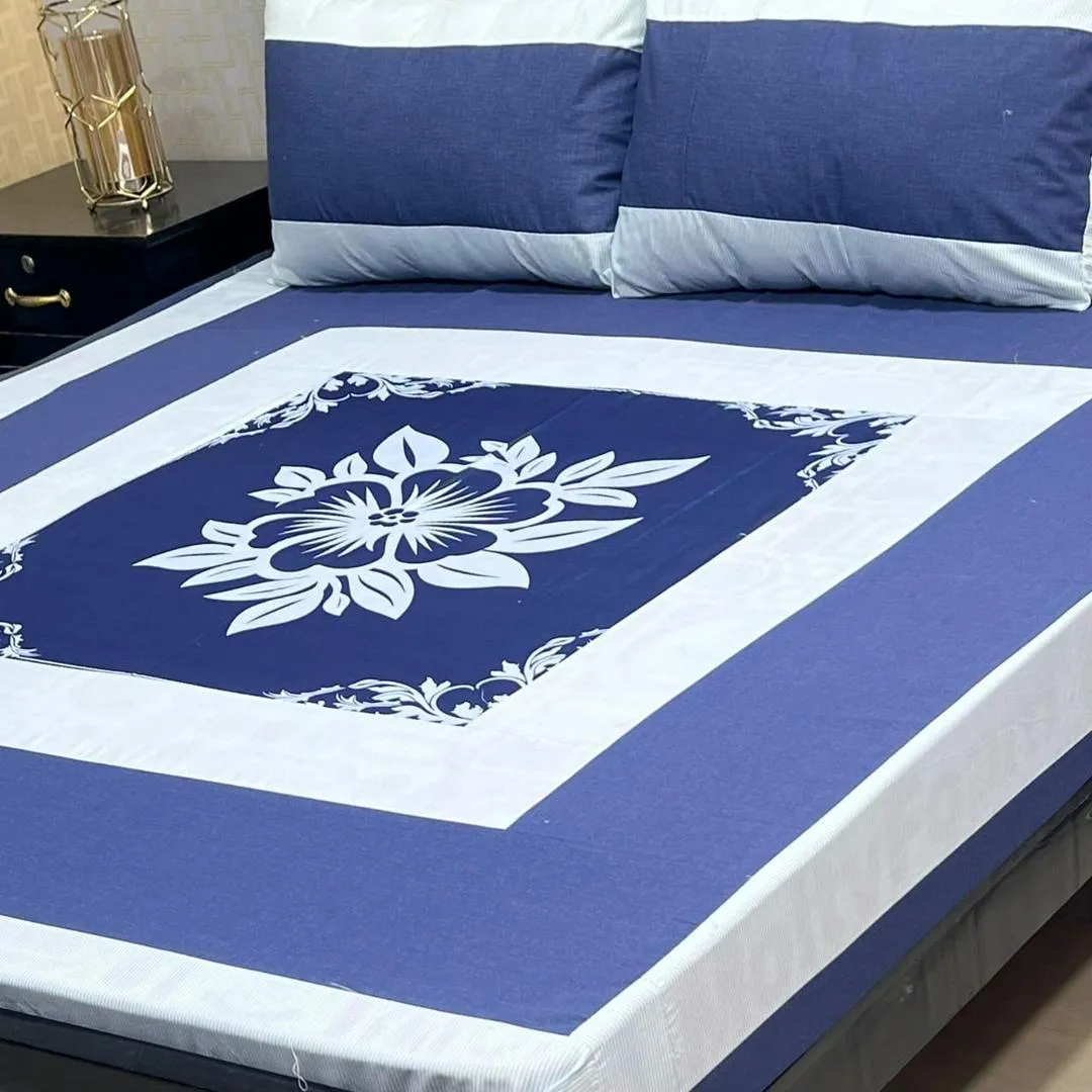 3 Pcs Cotton Patchwork Double Bedsheet