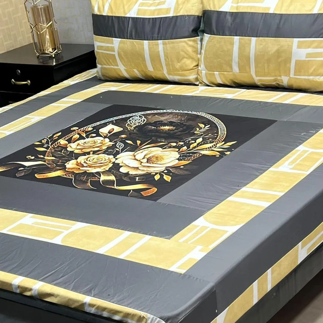 3 Pcs Cotton Patchwork Double Bedsheet