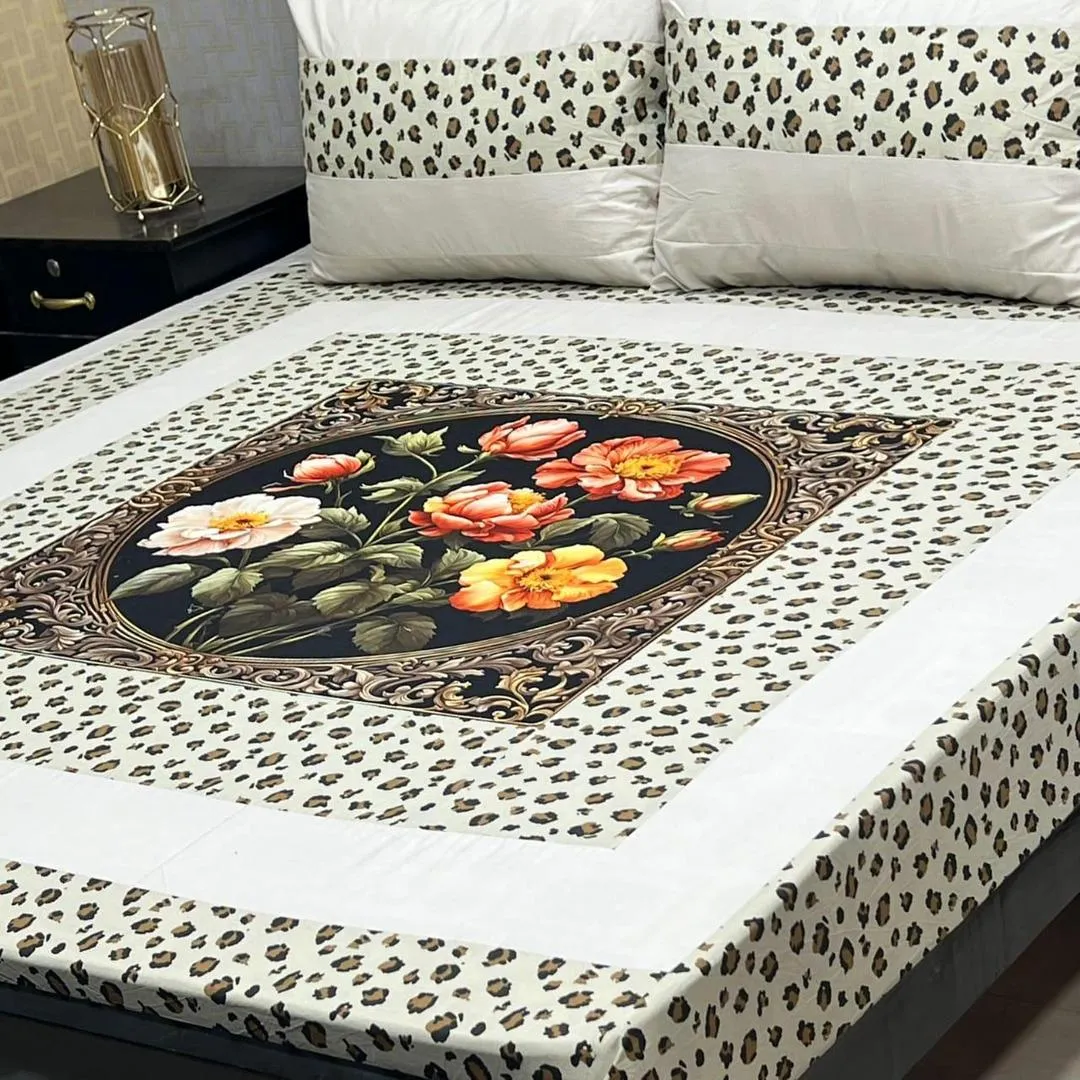 3 Pcs Cotton Patchwork Double Bedsheet