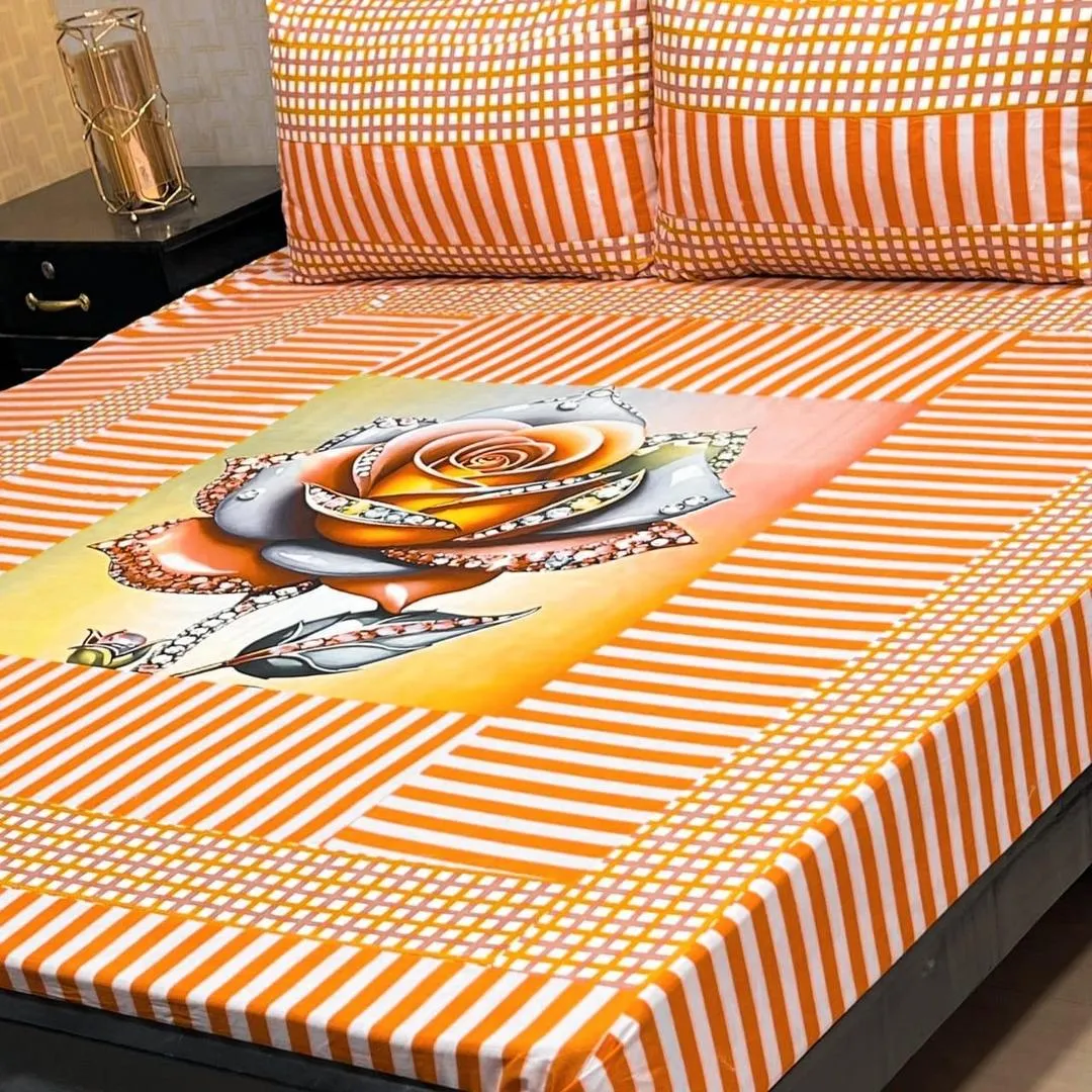 3 Pcs Cotton Patchwork Double Bedsheet