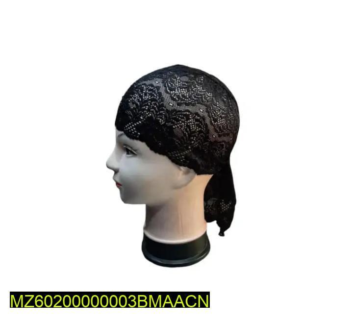 Women's Net Underscarf Cap With Black Stones, Pack Of 2