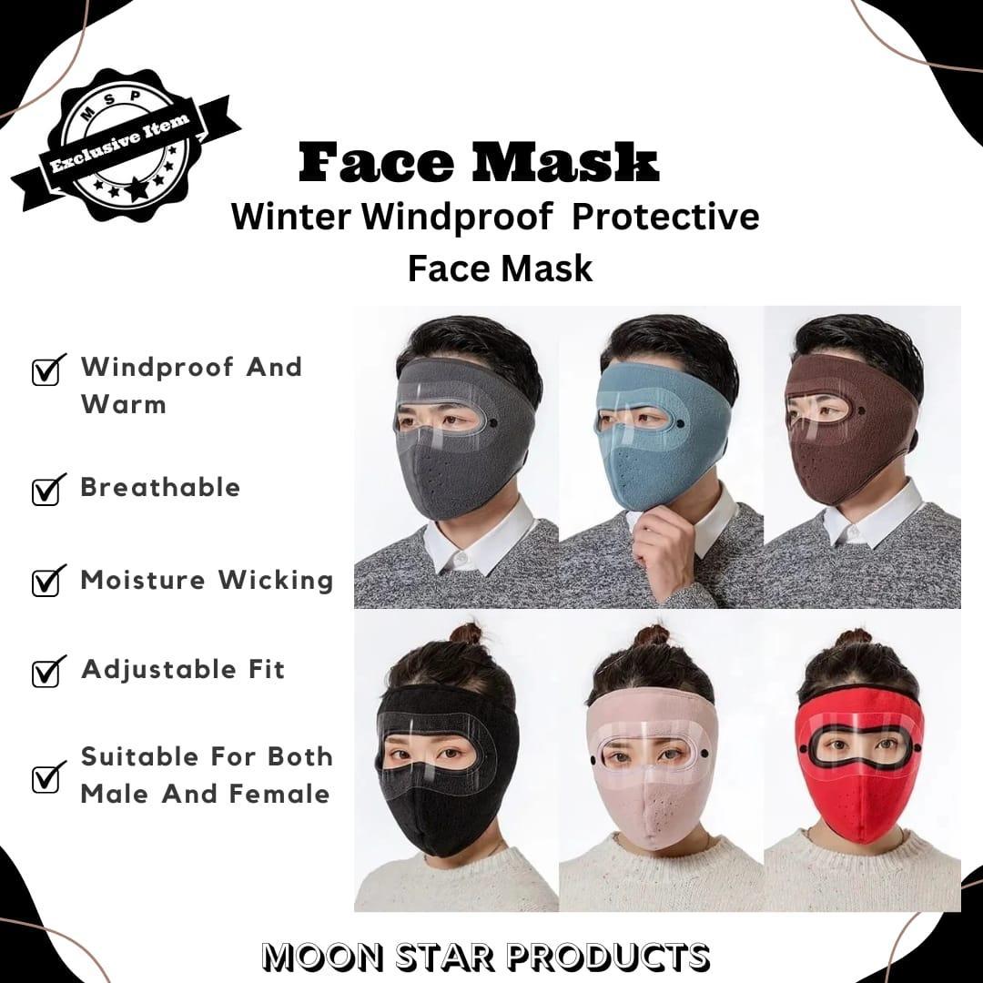 1 Pc Windproof Anti Dust Full Face Mask - Multicolor Fleece Design