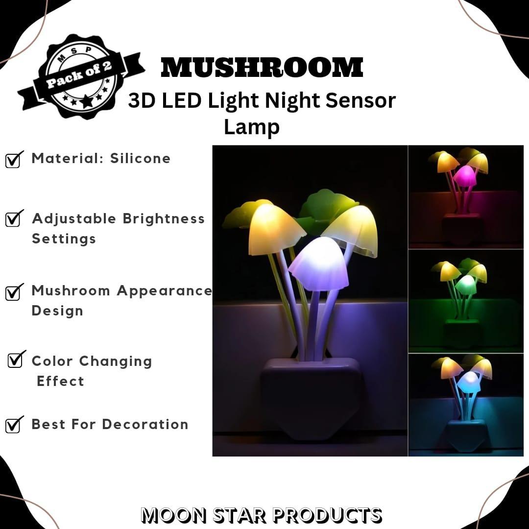 Mushroom 3D LED Light Sensor Lamp , Pack of 2