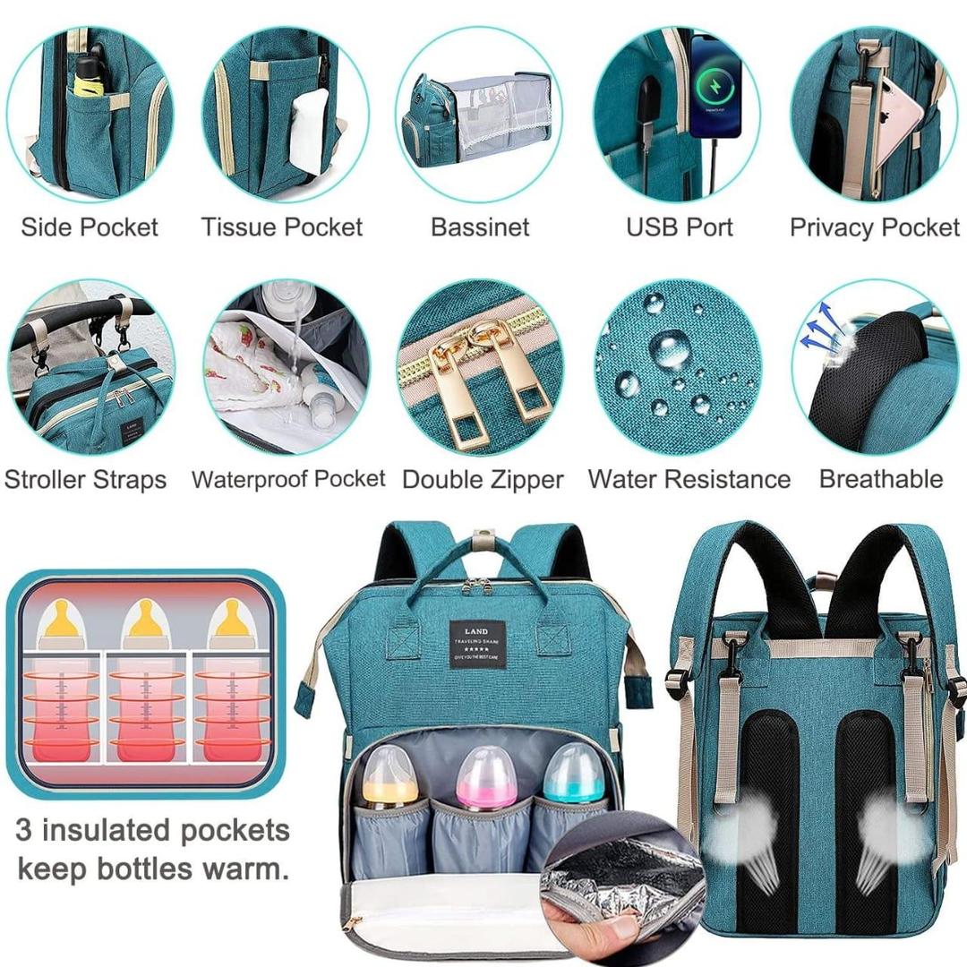 Multi Purpose Baby Bag Nylon Portable Black