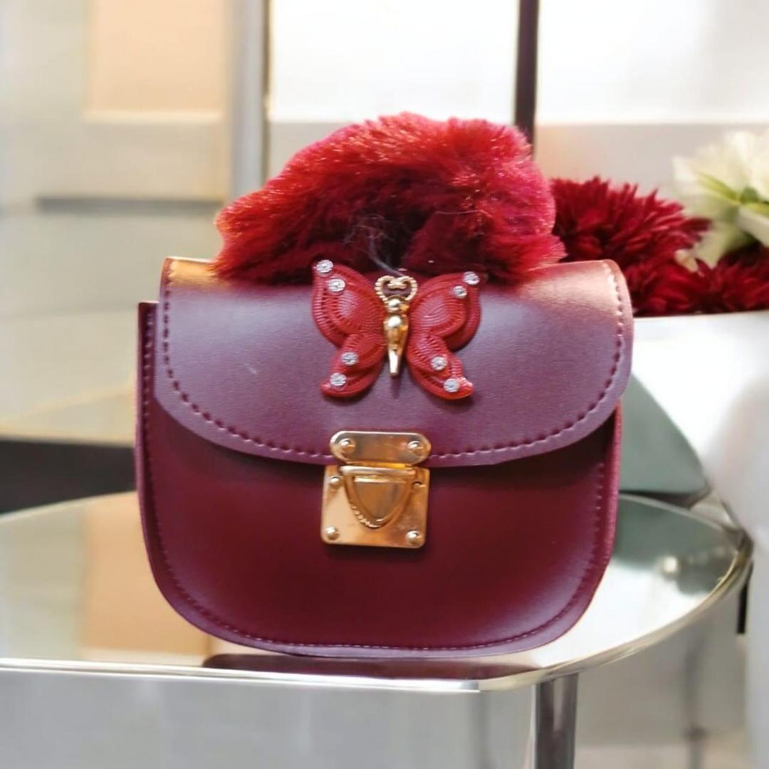 Chic Girl's Maroon Crossbody Bag - 1 Pc Mini Multipurpose Leather Accessory