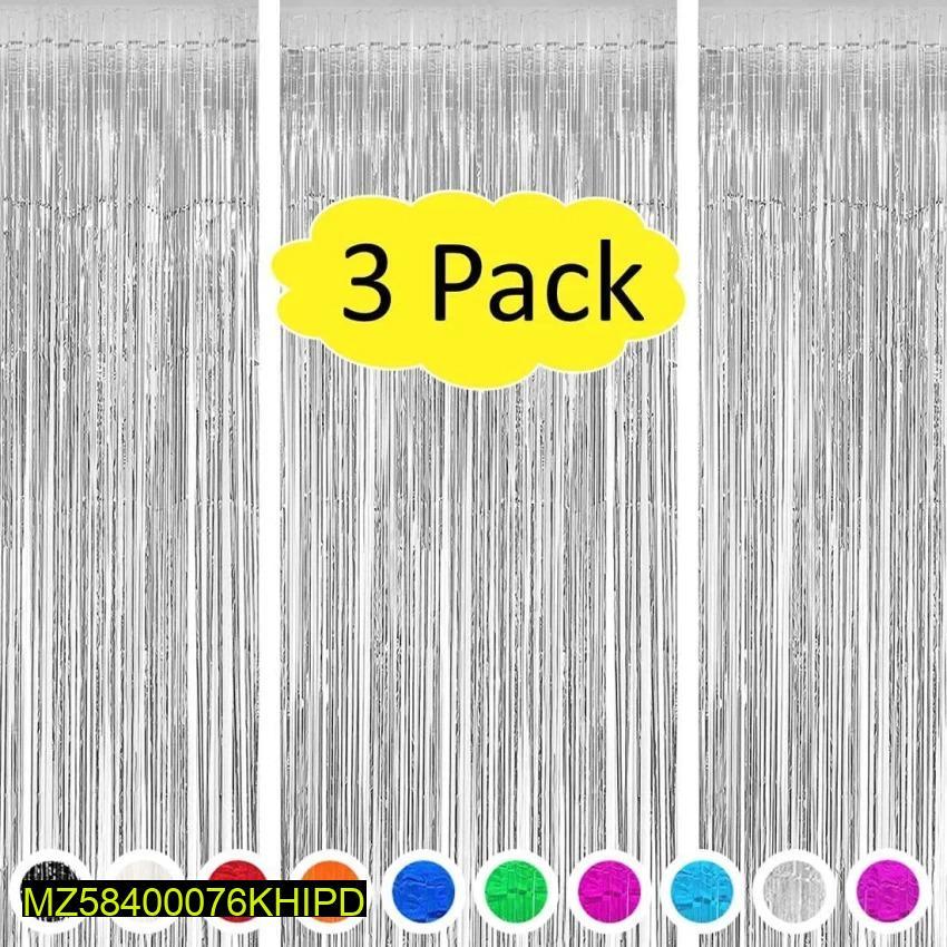 Backdrop Foil Curtain, Pack of 3 - Silver