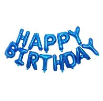 13 Pcs Happy Birthday Foil Balloons Set In Blue Color