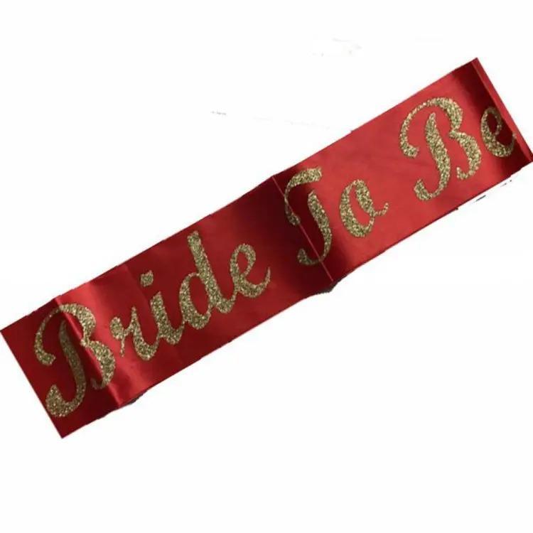 Bride To Be Sash In Glitter Words- Red