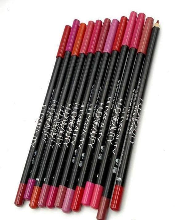 12 Pcs High Pigmented Lip Pencils - Bold Cherry, Pink, and Ruby Shades with Cool Undertone