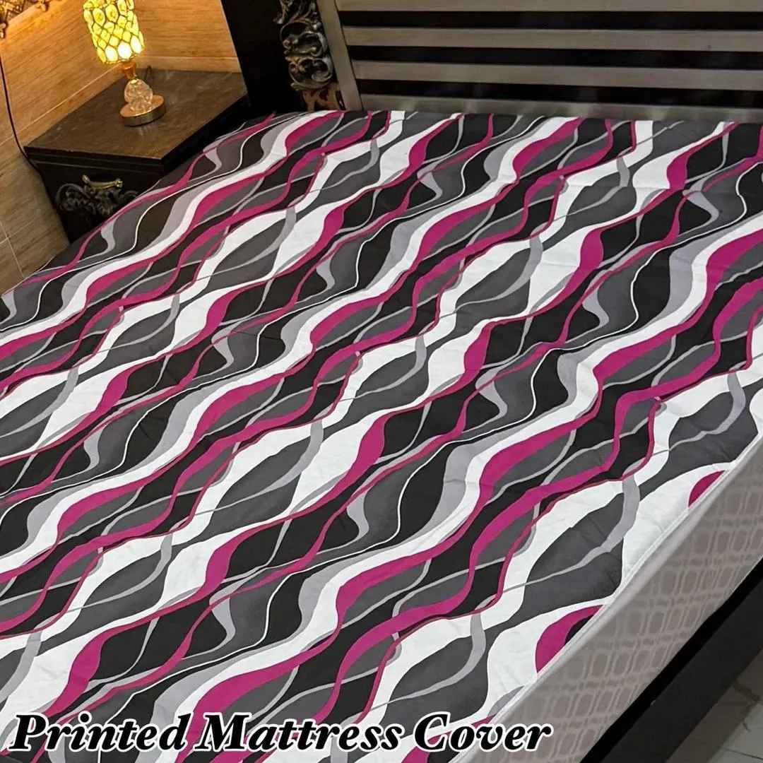 Terry Cotton Printed Double Bed Mattress Cover