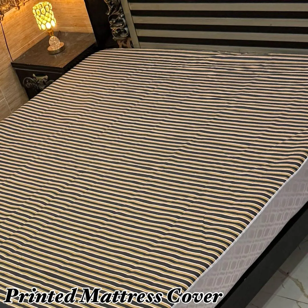Terry Cotton Printed Double Bed Mattress Cover