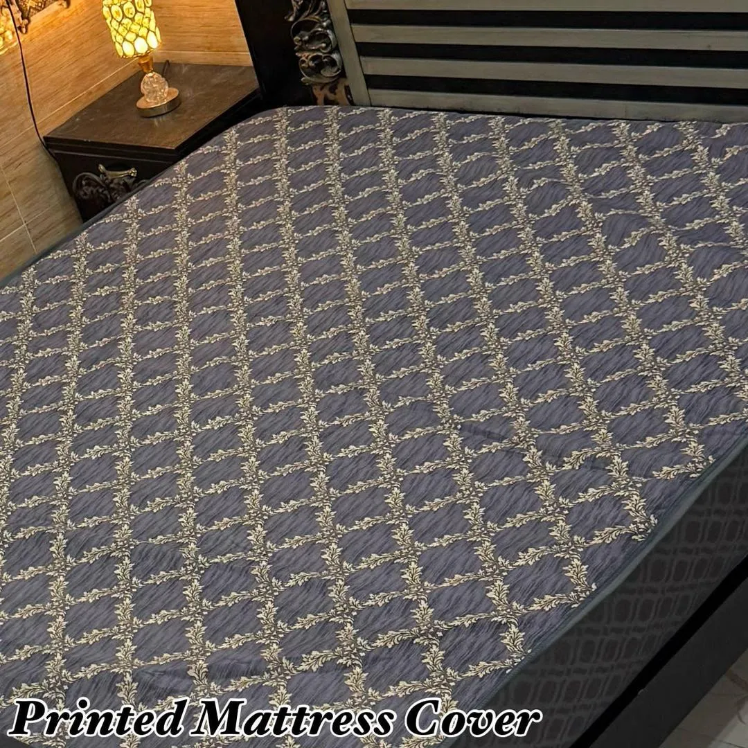 Terry Cotton Printed Double Bed Mattress Cover