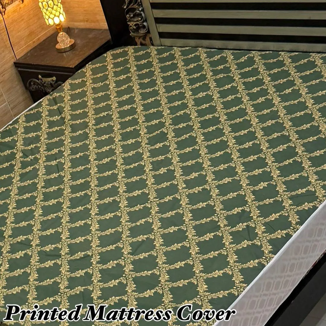 Terry Cotton Printed Double Bed Mattress Cover