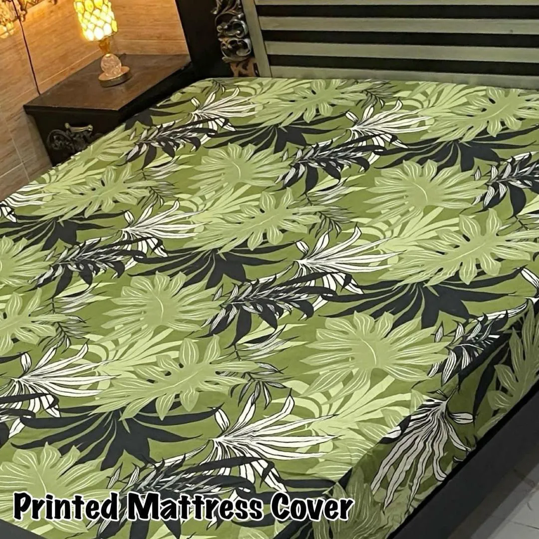 Terry Cotton Printed Double Bed Mattress Cover