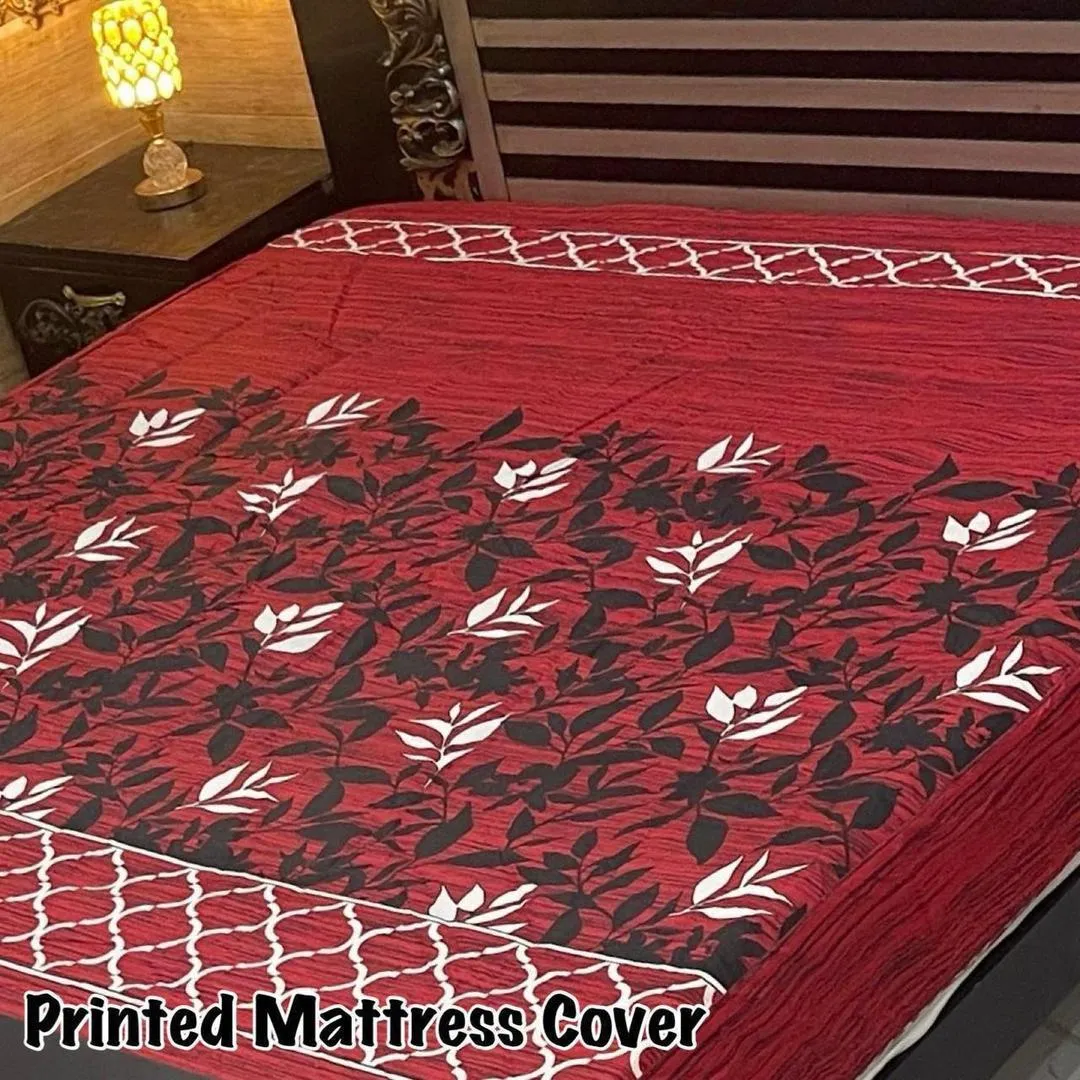 Terry Cotton Printed Double Bed Mattress Cover