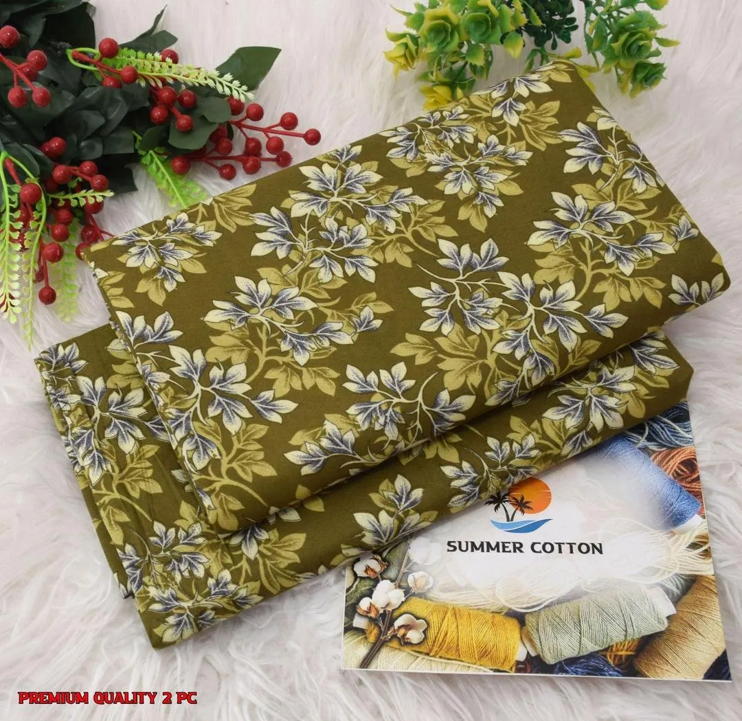 Elegant 2 Pcs Women's Unstitched Printed Suit