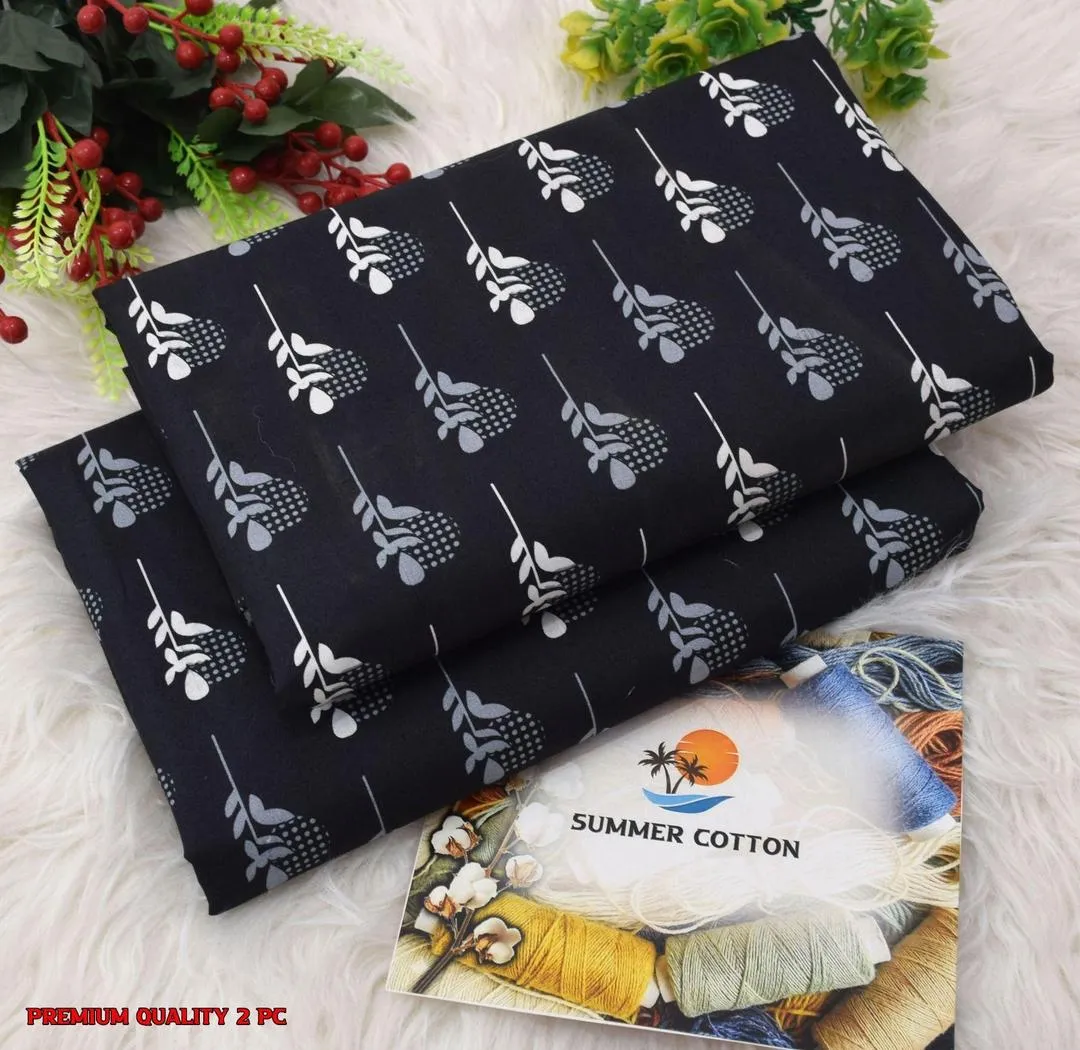 Elegant 2 Pcs Women's Unstitched Printed Suit