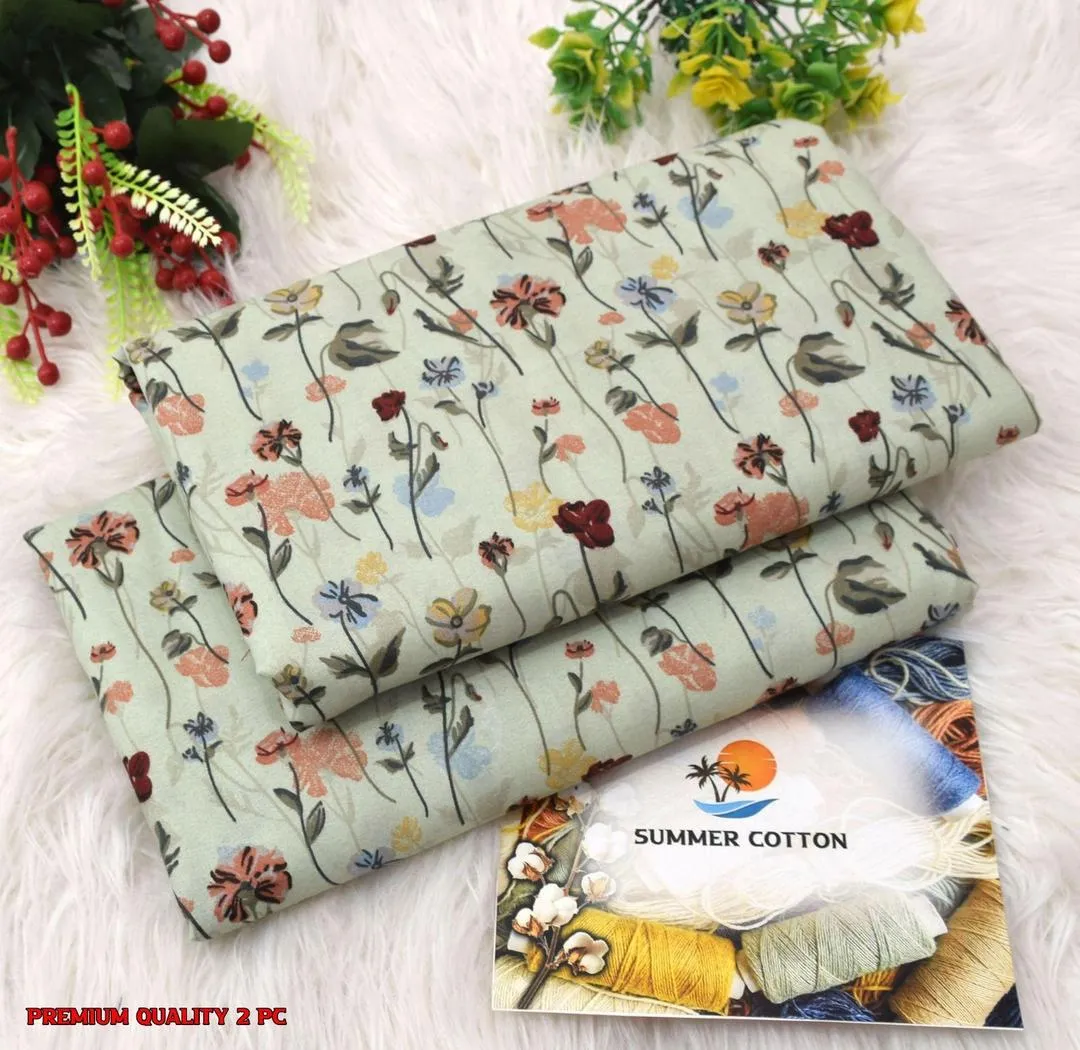 Elegant 2 Pcs Women's Unstitched Printed Suit