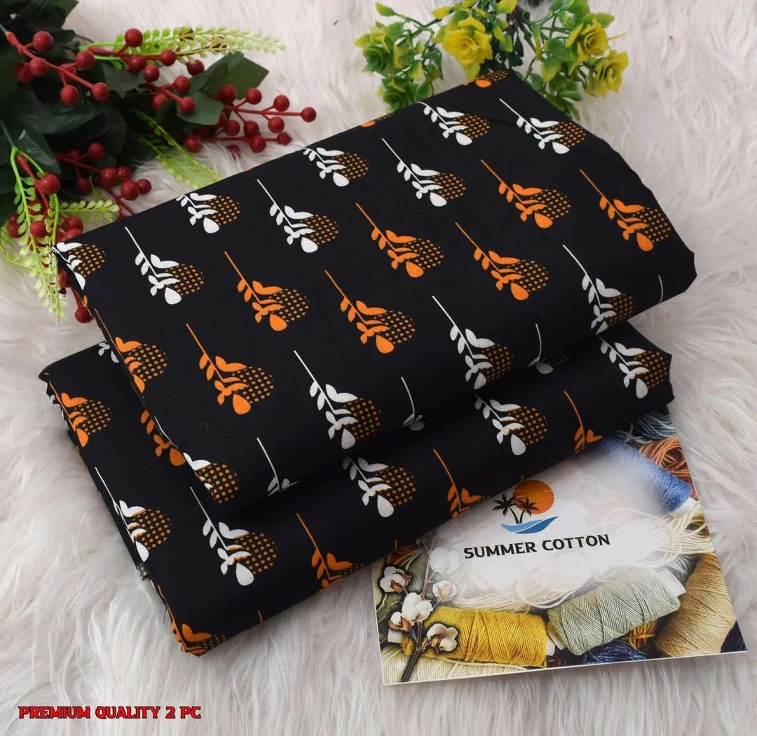 Elegant 2 Pcs Women's Unstitched Printed Suit