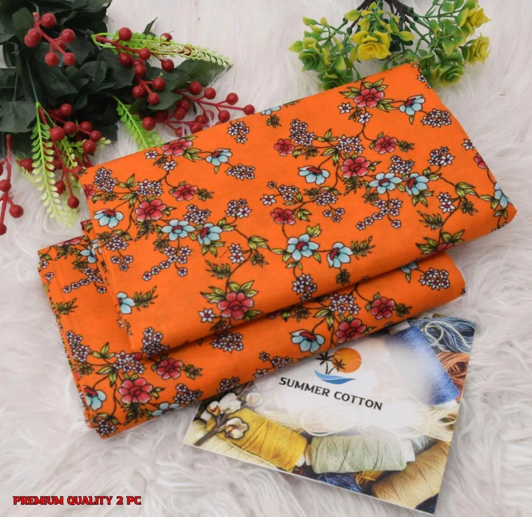 Elegant 2 Pcs Women's Unstitched Printed Suit