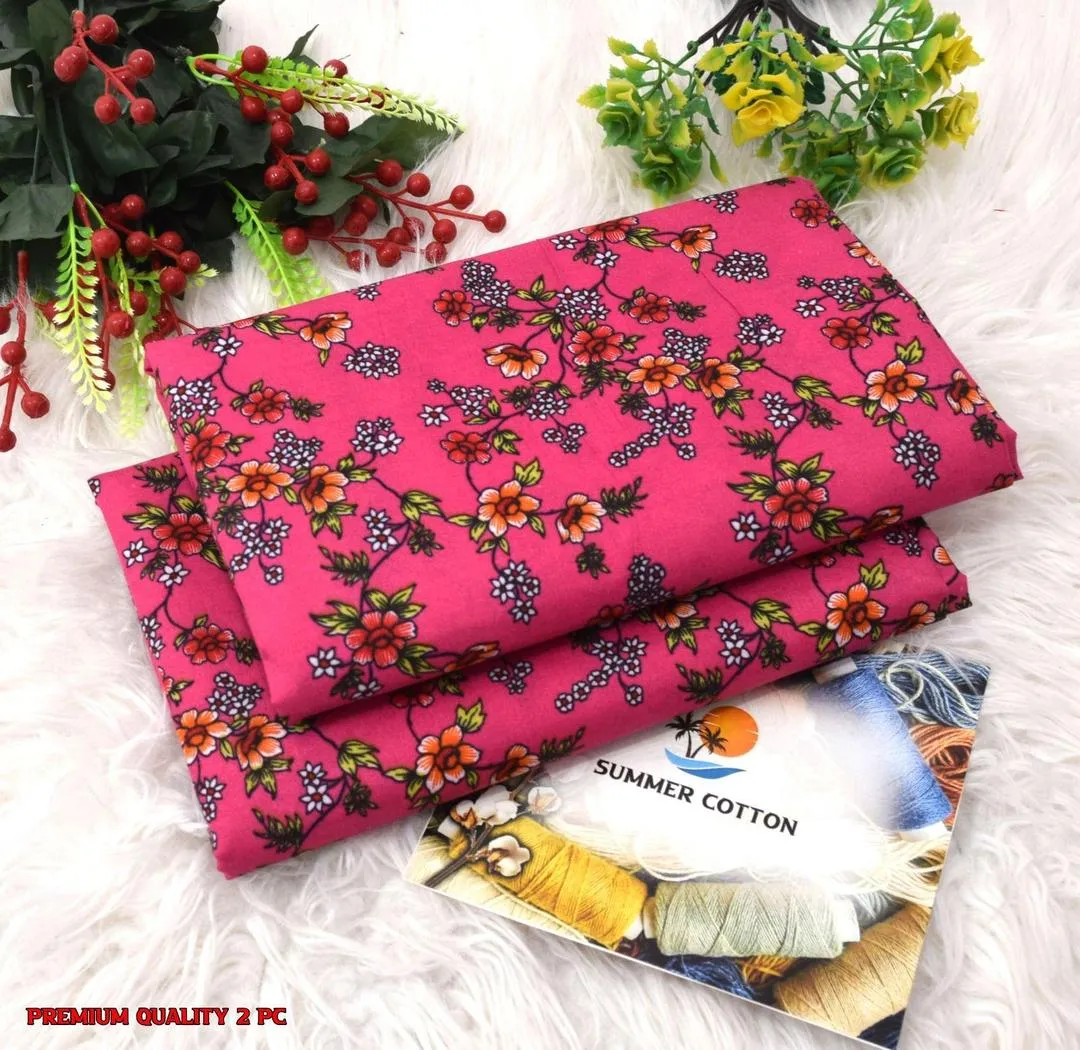 Elegant 2 Pcs Women's Unstitched Printed Suit