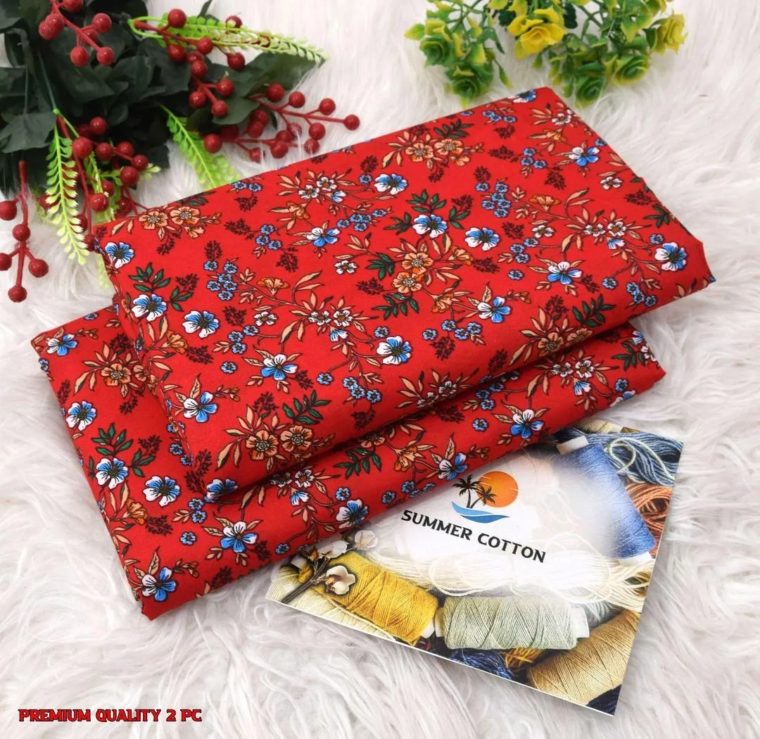 Elegant 2 Pcs Women's Unstitched Printed Suit