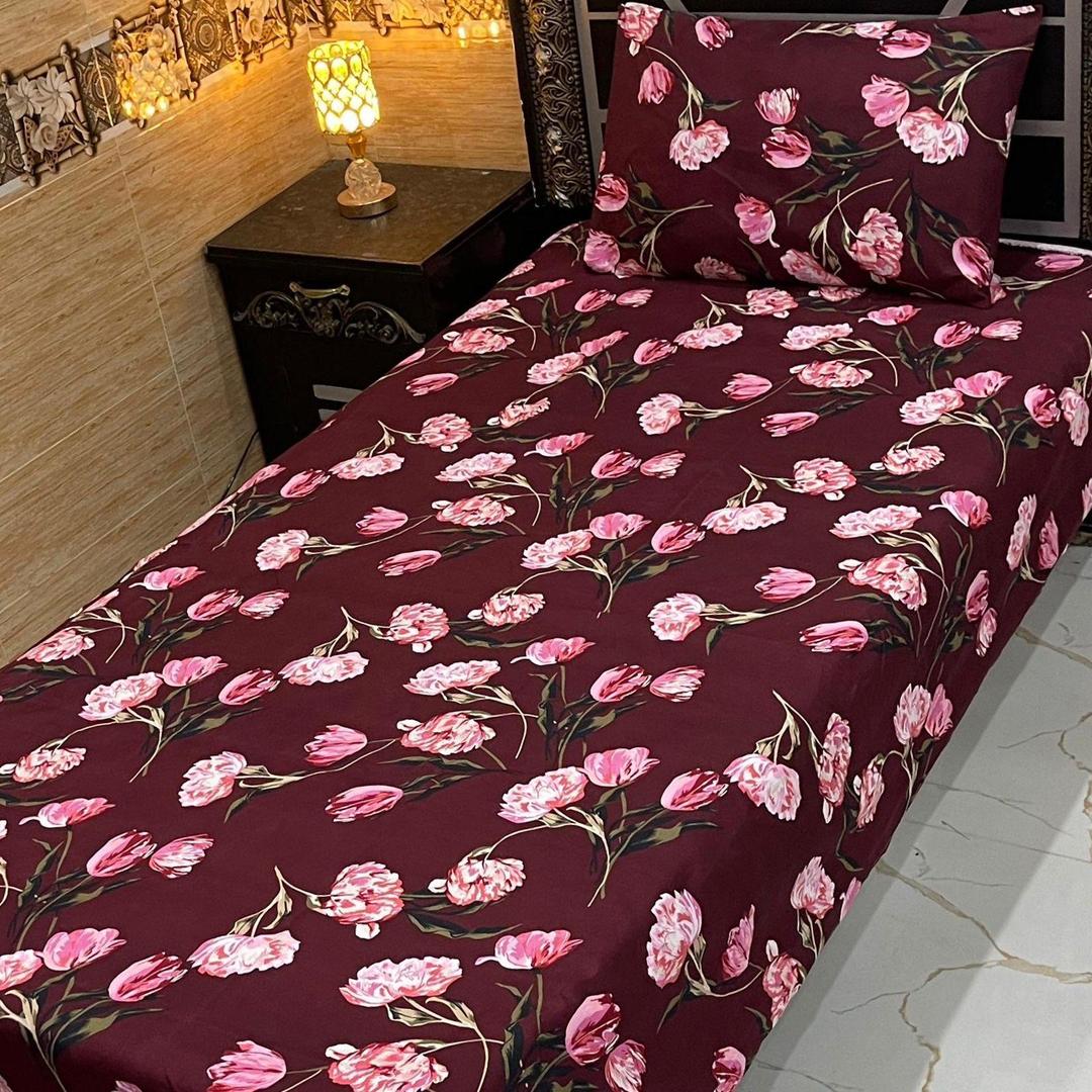 4 Pcs Crystal Cotton Printed Single Bedsheet