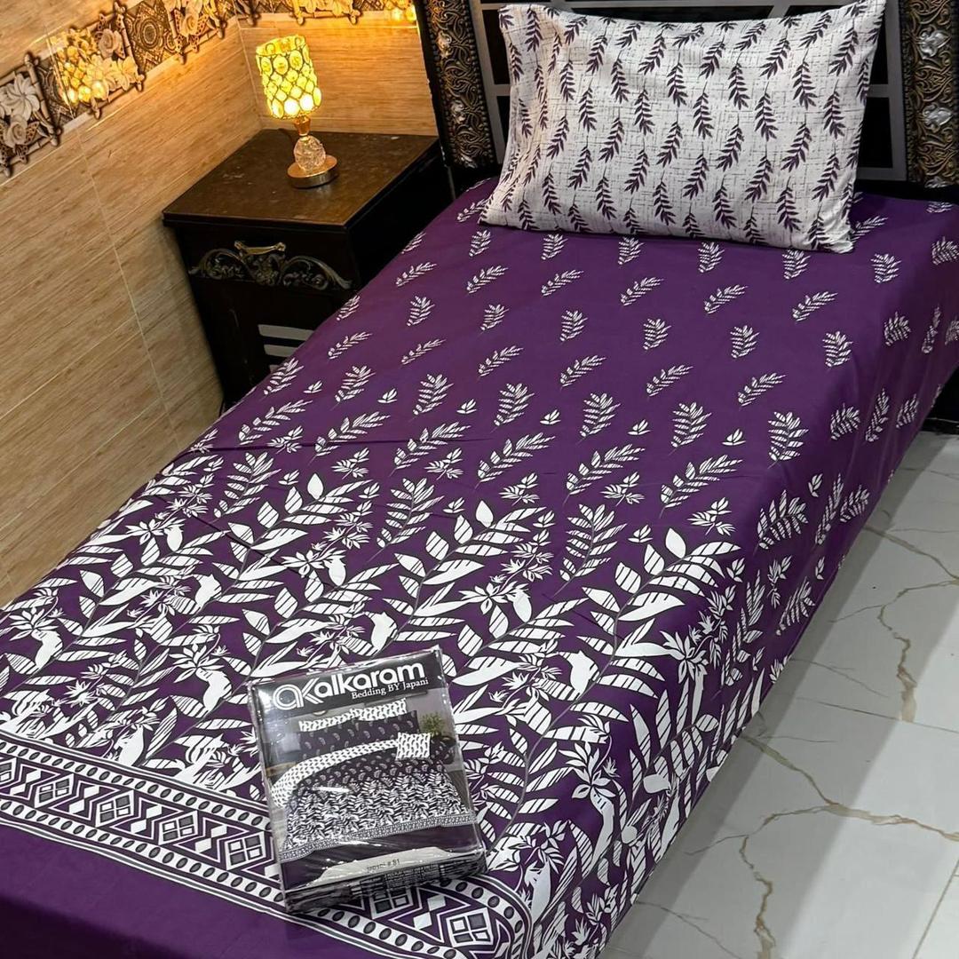 4 Pcs Cotton Salonica Printed Single Bedsheet