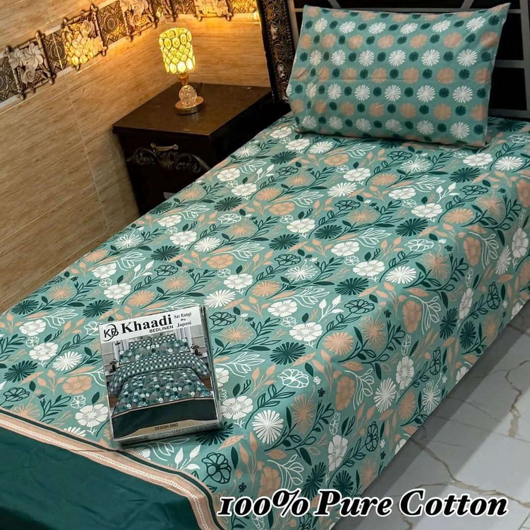 4 Pcs Cotton Printed Single Bedsheet