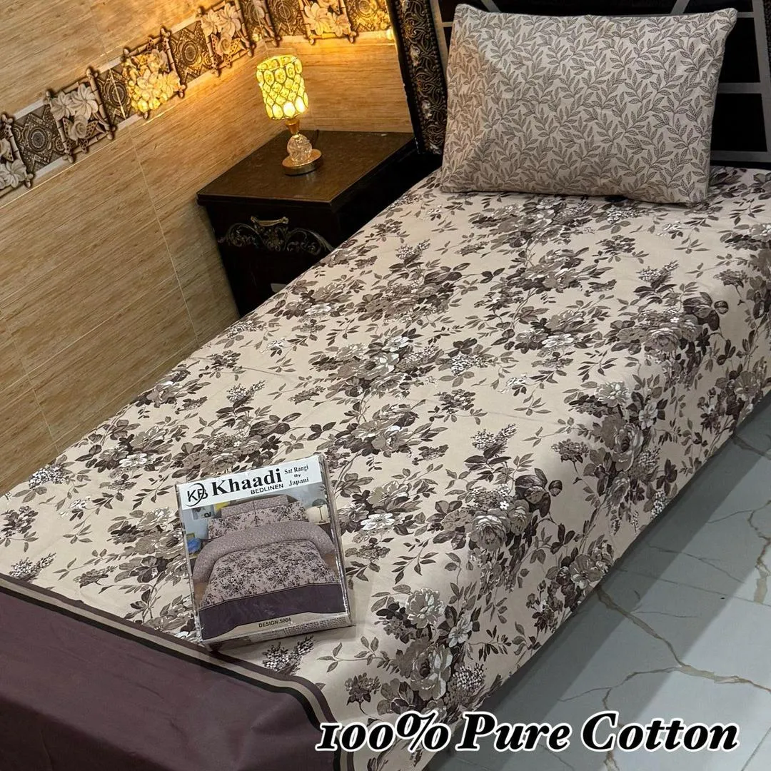 4 Pcs Cotton Printed Single Bedsheet