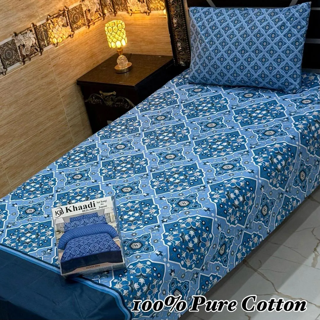 4 Pcs Cotton Printed Single Bedsheet